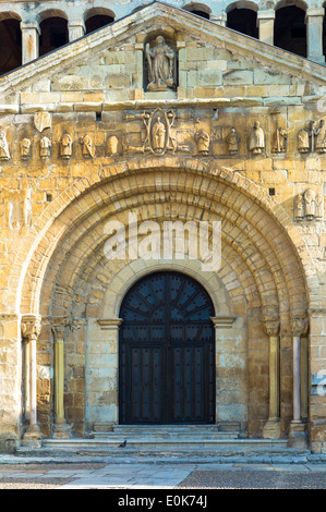 Doorway of Colegiata Santillana, St Juliana's Collegiate Church, in Santillana del Mar, Cantabria, Northern Spain Stock Photo