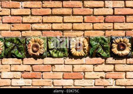 Ceramic tiles at El Capricho de Gaudi (The Caprice Villa Quijano) at Comillas in Cantabria, Northern Spain Stock Photo