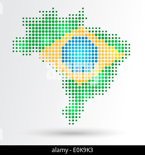 Dotted brazil map and flag. EPS10 vector with transparency organized in layers for easy editing. Stock Photo