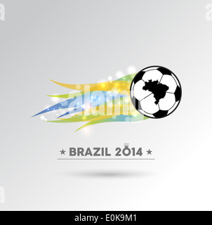 Brazil 2014 championship soccer ball in colors flames design element. EPS10 vector file with transparency layers. Stock Photo