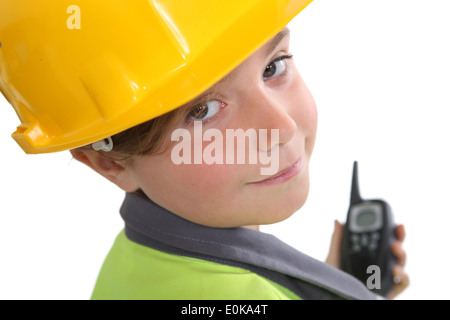 Child dressed as a construction worker Stock Photo