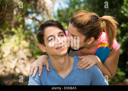 Young Latin couple having fun outdoors Stock Photo