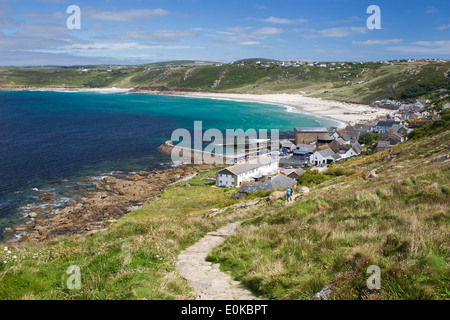 Coast Path to Sennen Village and Beach, Near Lands End, West Cornwall. UK Stock Photo