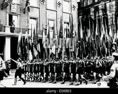 Hitler Youth at a Nazi congress in Nuremberg Stock Photo