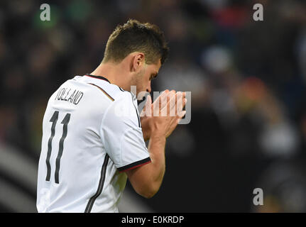 Hamburg, Germany. 13th May, 2014. Germany's Kevin Volland during the international friendly soccer match Germany vs Poland in Hamburg, Germany, 13 May 2014. Photo: Marcus Brandt/dpa/Alamy Live News Stock Photo