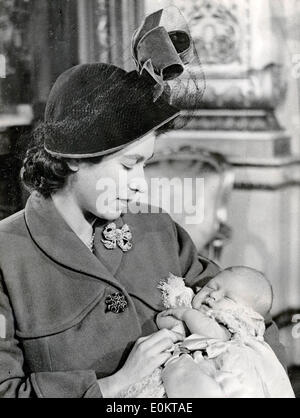 Queen Elizabeth II with baby Prince Charles Stock Photo
