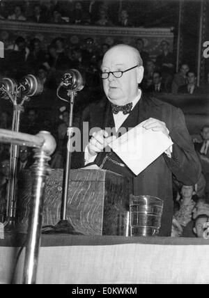 The Prime Minister, Winston Churchill, addresses the senate chamber ...