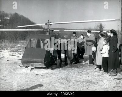 Jan. 01, 1952 - First German helicopter after war. The first German helicopter after war was shown on January 25th, 1958 at Hoffaungsthal near Cologne. But all the representatives of film television and Press couldn't see the start, because the motor was defect. This has been the second trial this week. Keystone picture 26-1-1958 Stock Photo