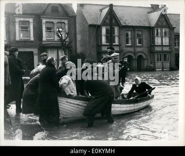 Feb. 02, 1953 - Floods Along the Kenneth Coast Rowing Boats Rescue Victims At Whitstable: Photo shows The scene as flood victims are rescued by rowing boat - during the high master at Whitstable, Kent. Stock Photo