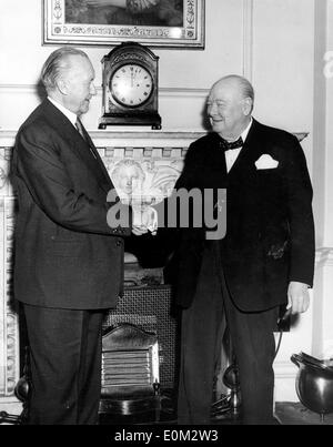 Sir Winston Churchill greets Dr. Adenauer Stock Photo