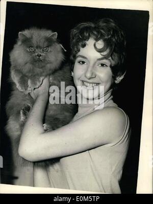 Sep. 07, 1953 - Audition for cats - at London Theatre: An audition was held at the Phoenix Theatre, London - this morning to find a cat - a black one - to take part in the play ''Bruno and Sydney''. The owner of the accepted cat will receive 3 per week. Photo Shows Seven year old Narina Decker of Westbourne Grove with her cat ''Niger'' arriving for the audition this morning. Stock Photo