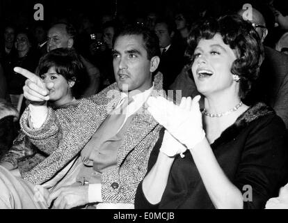 Actors Jacques Bergerac and Dorothy Malone at circus Stock Photo