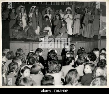 Dec. 16, 1955 - School's Nativity Play. Pupils at the L.C.C. Primary School, Cosway-Road, Marylebone - put on their own Nativity Play yesterday. Keystone Photo Shows:- A scene from the Nativity play. Stock Photo