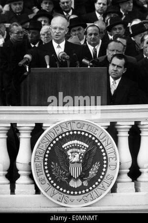 President Dwight D. Eisenhower giving a speech Stock Photo