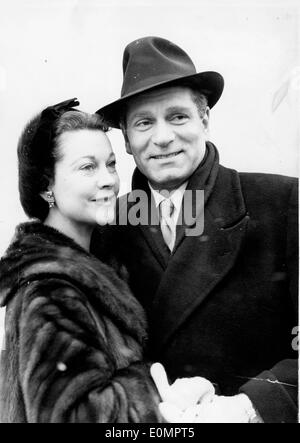 Actor Laurence Olivier with his wife Vivien Leigh Stock Photo