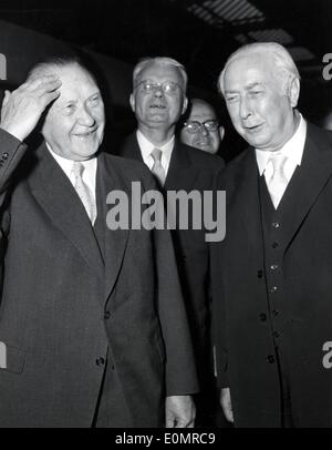 Dr. Konrad Adenauer with Theodor Heuss and Franz Blucher Stock Photo