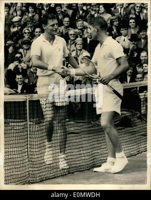 Jul. 07, 1956 Wimbledon Tennis championship.Shirley Bloomer in Stock