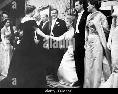 Actress Brigitte Bardot greeting Queen Elizabeth II during a 'Royal Film Performance' Stock Photo