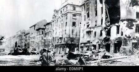 Baross street during The Hungarian Revolution Stock Photo