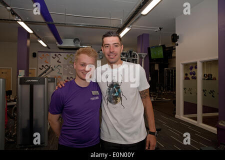 Orpington, UK. 16th May, 2014. Anytime Fitness opens a new Gym in Orpington Darren Ambrose poses with Ayrton Lambird, Manager Credit: Keith Larby/Alamy Live News Stock Photo