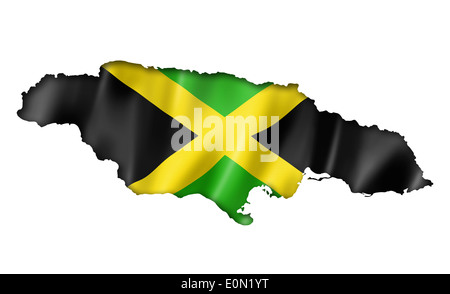 Jamaica flag map, three dimensional render, isolated on white Stock Photo