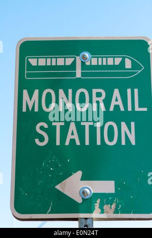 Monorail Station direction sign in Las Vegas Nevada Stock Photo