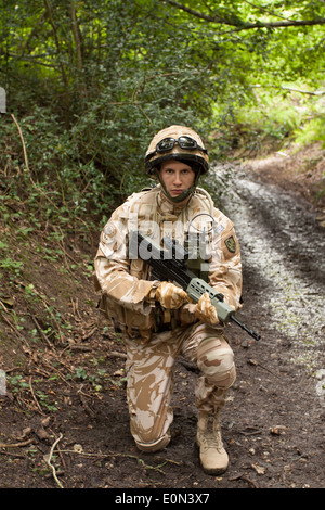 Soldier (actor)  in full British Army uniform Stock Photo