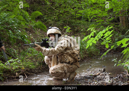 Soldier (actor) in full British Army Uniform Stock Photo