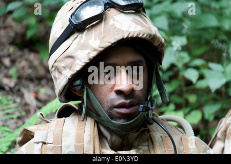 Soldier (actor) in full British Army Uniform Stock Photo