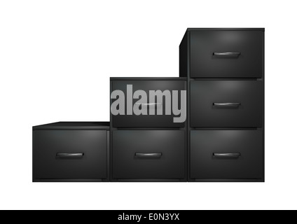 3D digital render of a black filing cabinet isolated on white background Stock Photo