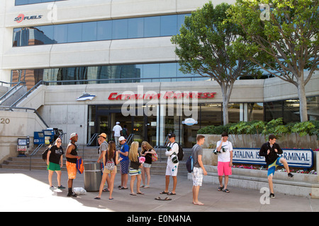 The Catalina Express ferry boat terminal in Long Beach California. Catalina Express offers year round service to Catalina Island Stock Photo