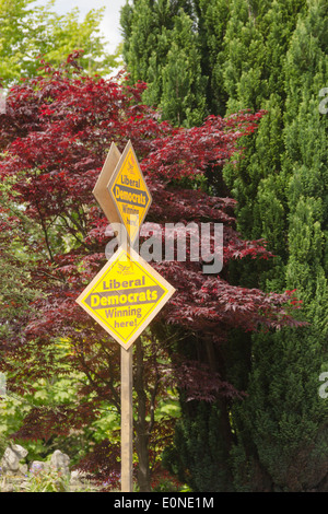 Liberal Democrat Party campaign banner outside a house in Kendal in the run up to the 2014 European Parliament elections. Stock Photo