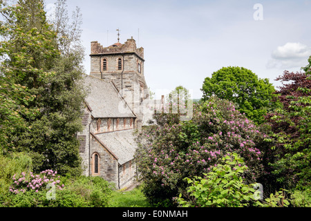 St Mary's Parish Church 1873 in village in summer in Snowdonia National Park Betws-y-Coed North Wales UK Britain Stock Photo