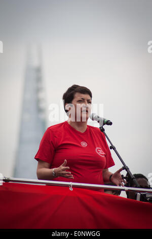 London, UK. 17th May, 2014. Valerie Shawcross AM CBE, Labour London Assembly Spokesperson for Transport and Chair of the London Assembly Transport Committee, speaking at the London Cycling Campaign's Space 4 Cycling Big Ride Credit:  Zefrog/Alamy Live News Stock Photo