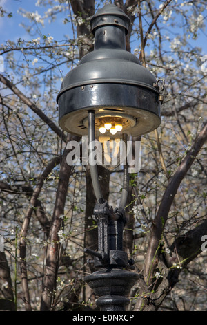 retro electric lamp on the street in Budapest Stock Photo
