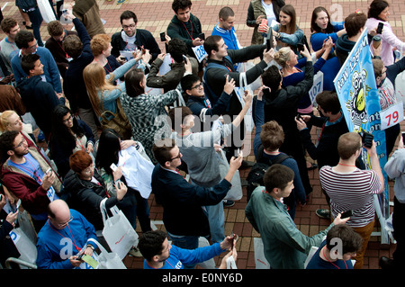 Students taking selfies Stock Photo