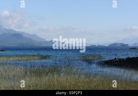 Lago Nahuel Huapi from the landing stage at  Bariloche in the foothills of the Andes. Stock Photo