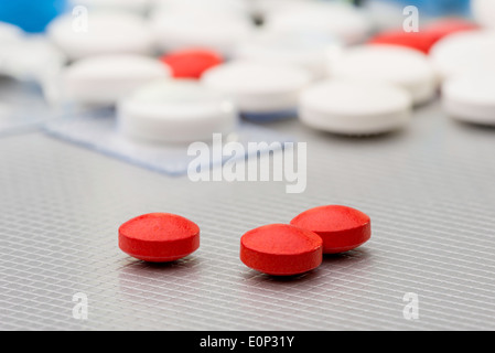 Many colored pils, tablets and capsuls for pharmacy and medicine Stock Photo