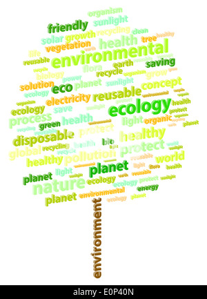 3D Tree Abstract Ecology Word Cloud Vector Illustration Stock Photo