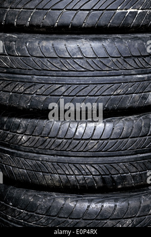 A pile of a worn out car tires Stock Photo