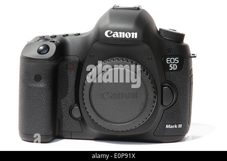 A Canon 5D Mark III digital single lens reflex (SLR) camera. Stock Photo