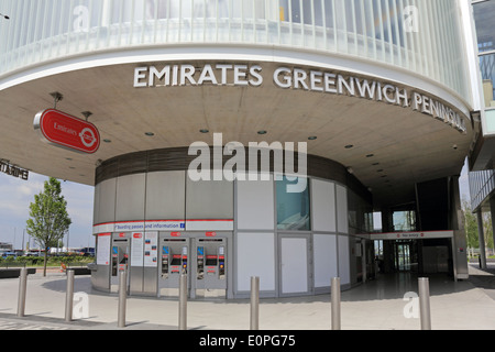 Emirates Air Line Cable Car ticket office at the Greenwich Peninsular, London, England, UK. Stock Photo