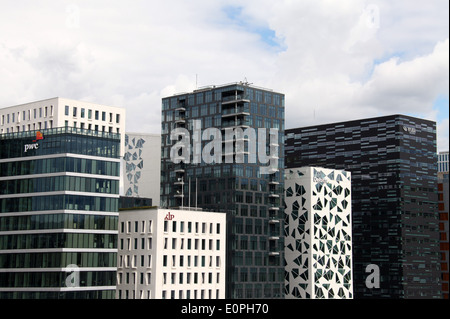 New Central Oslo Skyline in the Bjorvika District opposite the Opera House Stock Photo