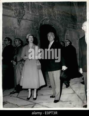 Feb. 02, 1957 - State Visit To Portugal. Queen Visits A Monastery. Photo shows H.M. The Queen seen being shown round, during her visit on Tuesday to the Jeronimos Monastery near Lisbon. Stock Photo