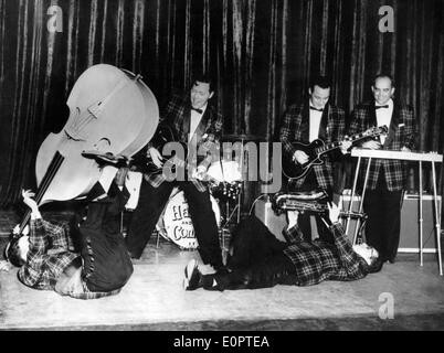 Band Bill Haley and His Comets on stage rehearsing for show Stock Photo