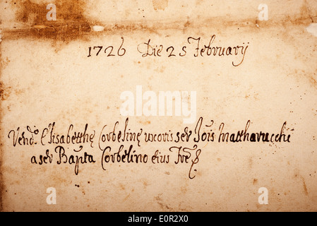 Old sheet with writing and empty space Stock Photo
