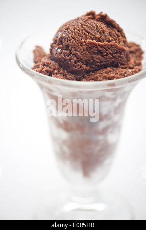 Chocolate ice cream in a glass without decoration  Stock Photo
