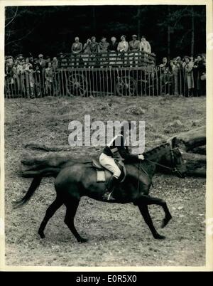 Apr. 04, 1958 - Second day of the Badminton Horse Trials. Queen attends ...