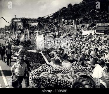 Aug. 01, 1958 - Italy takes Part in the Jersey 'Battle of Flowers': Picture shows: View of the San Remo tableau- during the popular Battle of flowers in Jersey yesterday. This is the first time that a foreign countr5y has taken part in this popular parade. Stock Photo