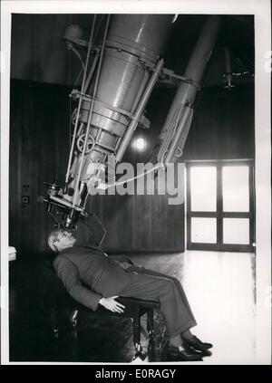 Nov. 11, 1958 - The New Royal Greenwich Observatory - Herstmonceux Castle- Sussex: Giant telescope which were mounted at Greenwich have been re-erected at '' Dome Town'' Herstmonceux Castle, Sussex.. The move has been going on for years - and is now complete. The famous castle is used for administrative offices -labs-and library. The telescope are housed in the specially constructed domes built in the castle grounds. Photo Shows: Dr Stock Photo
